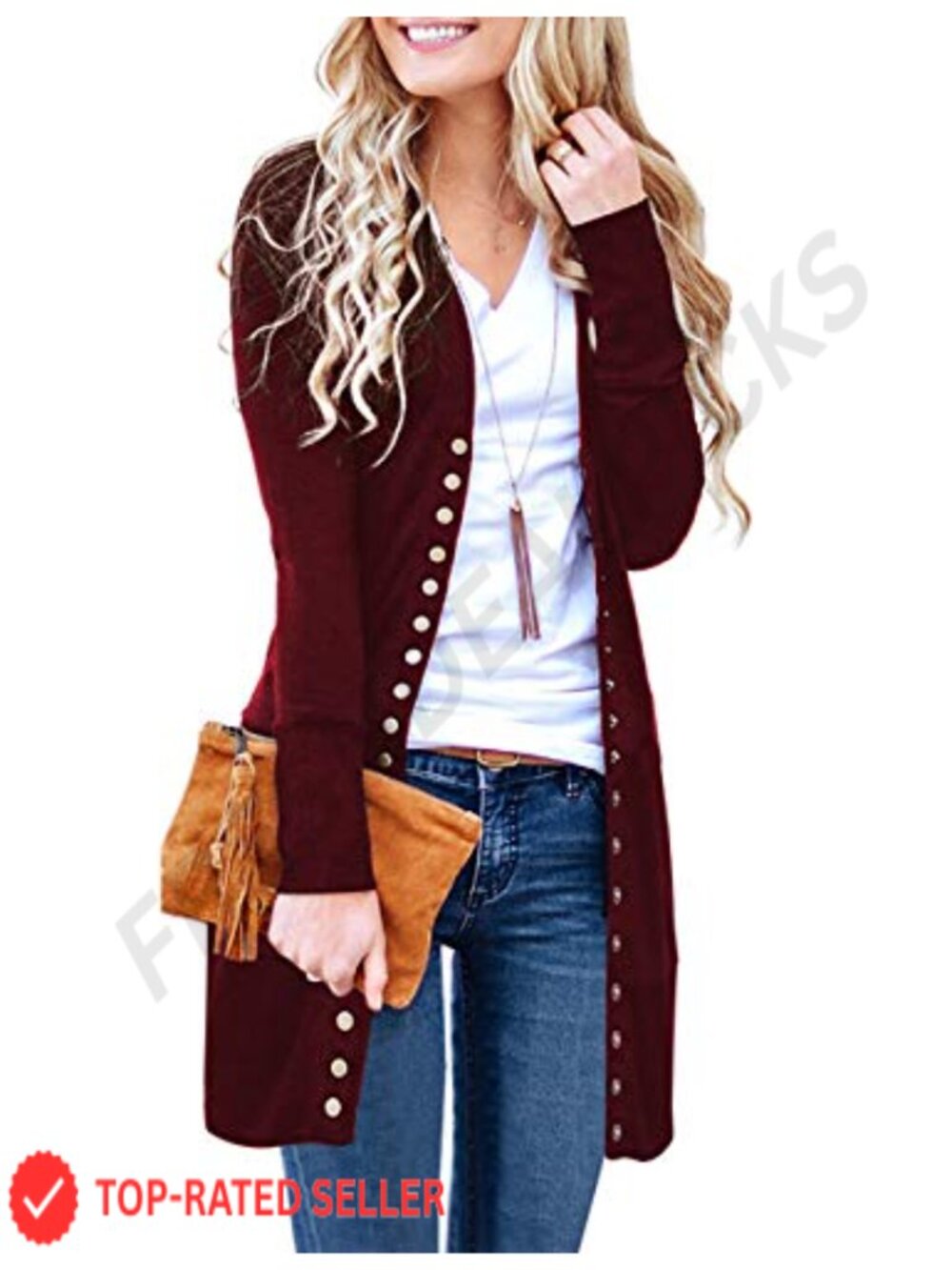 Women's Lightweight Button Up Long Cardigan Sweater Relaxed Fit V-Neck
